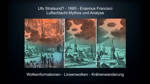 Ufo über Stralsund? - 1665 Luftschlacht - Kupferstich Erasmus Francisci - Ufologie Bibel