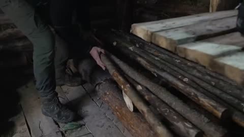 Largest jungle canoe shelter with a sauna built for winter +=4