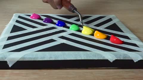 ACRYLIC ABSTRACT PAINTING WITH MASKING TAPE