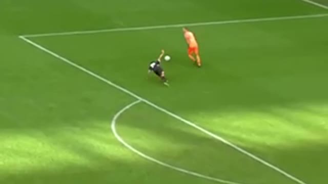 A funny moment of a football goalkeeper