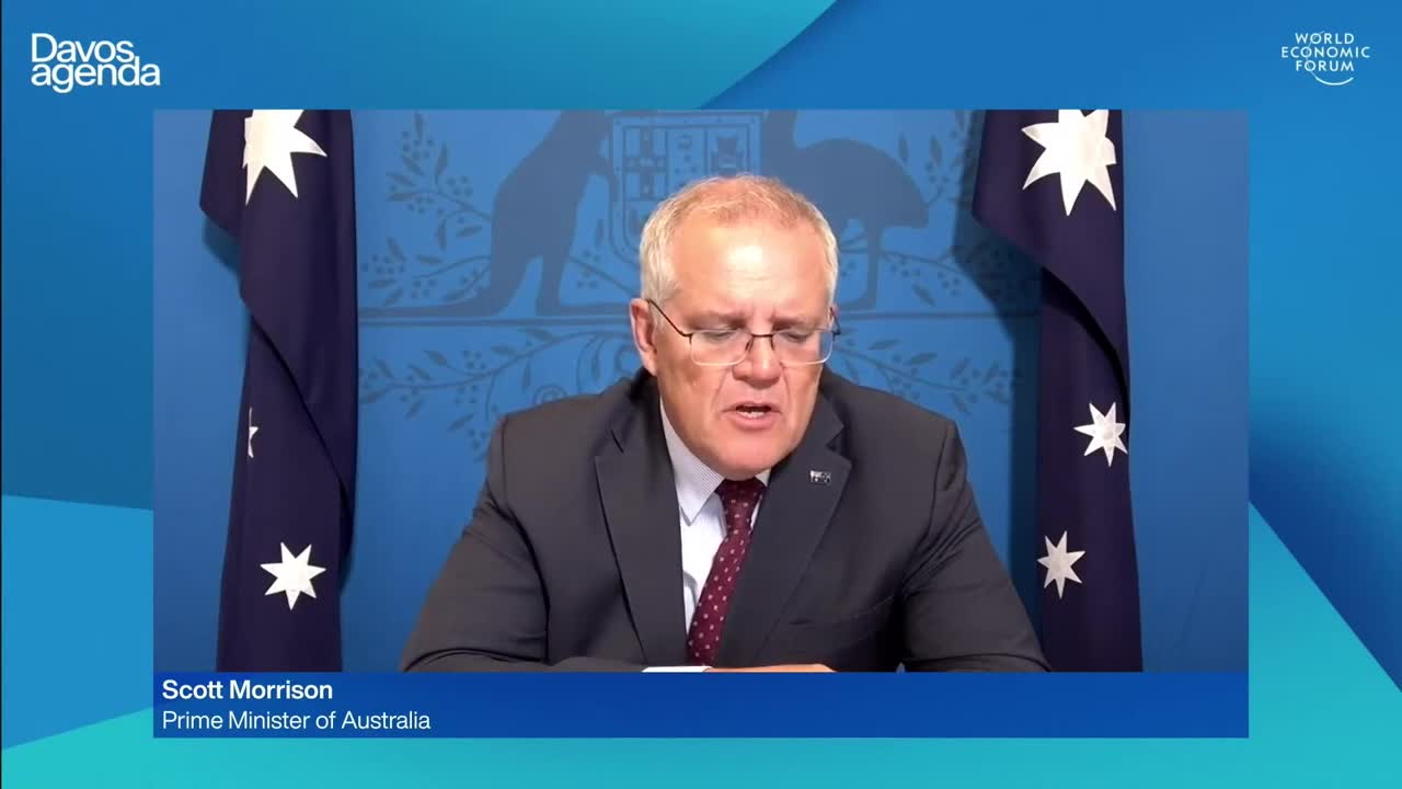 Australian PM Scott Morrson addressing the World Economic Forum