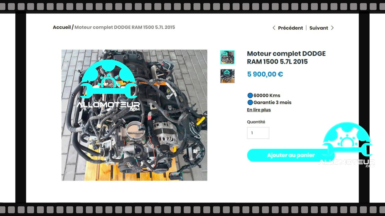 ALLOMOTEUR.COM - Moteur complet DODGE RAM 1500 5.7L 2015