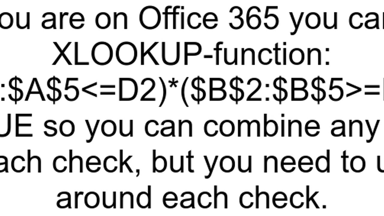 Check if a Cell Value is between Two Values using Vlookup