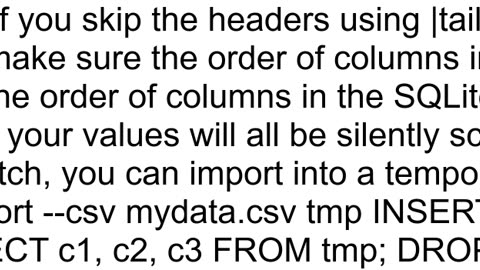 Is it possible to import a CSV file to an existing table without the headers being included