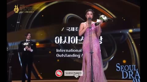 Belle Mariano receives her Outstanding Asian Star Award at Seoul International Drama Awards