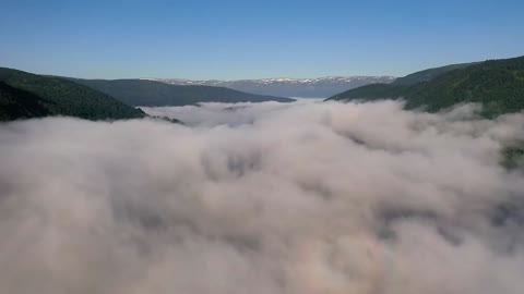 aerial footage beautiful nature norway over the clouds