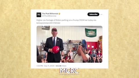 JOE BIDEN PUTS ON TRUMP HAT