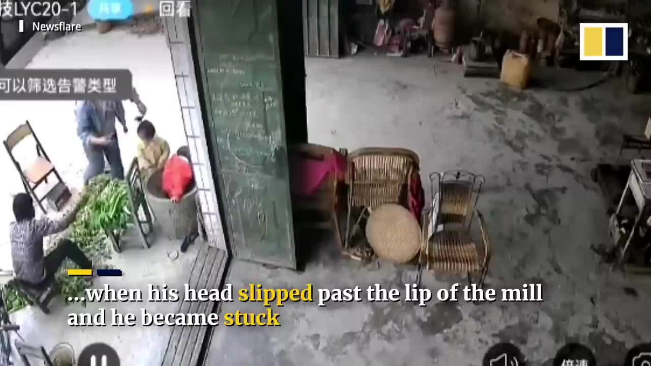 Firefighters free Chinese toddler stuck upside down in a stone mill while doing headstand