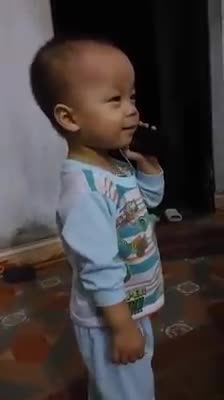 Baby Talks to Dad on Phone-Cute Little Baby Talking at Phone