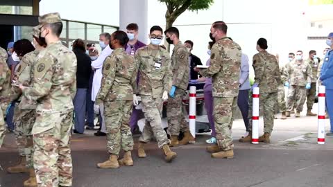 U.S. Soldiers, Airmen and civilian staff at LRMC respond to Kabul attack casualties.
