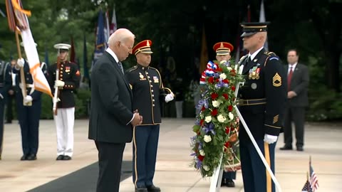 President Joe Biden give remarks for memorial day ceremony