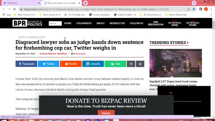 Chaos News Special BLM Lawyer Given Only 15 Months For Firebombing Cop Car Edition
