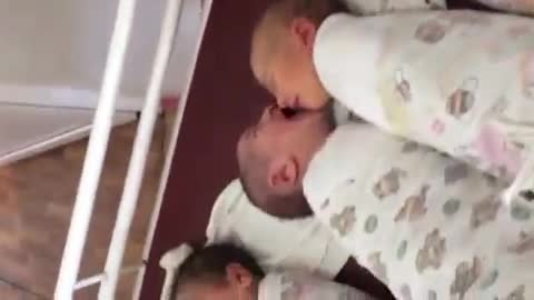 cute baby kissing