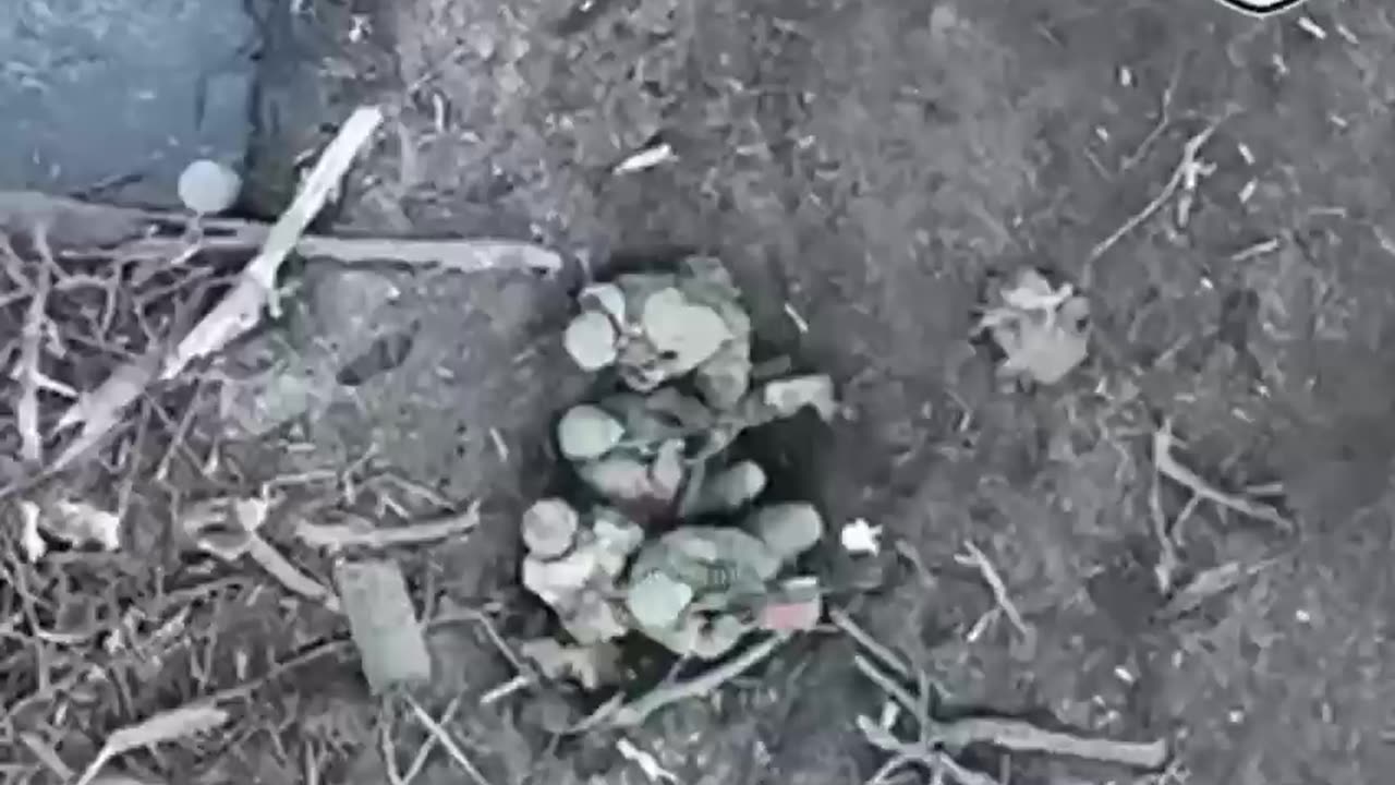 Ukrainian drone attack on a group of Russian soldiers