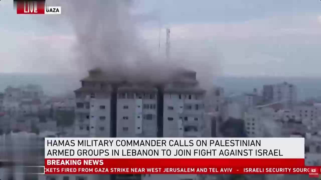 Moment Israeli airstrike hits Gaza tower block after Hamas attack