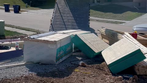 Lumber Delivery Slides Off Truck