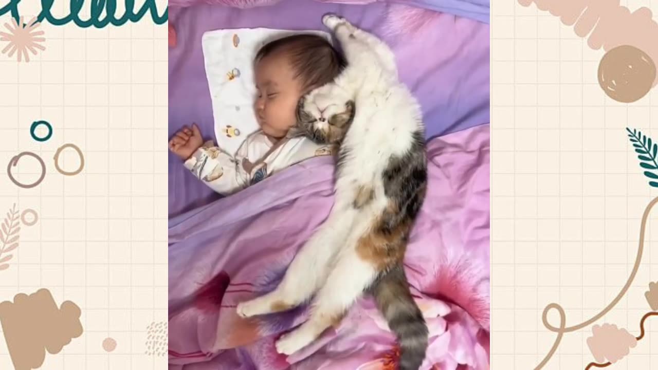 Funny cat comedy with baby