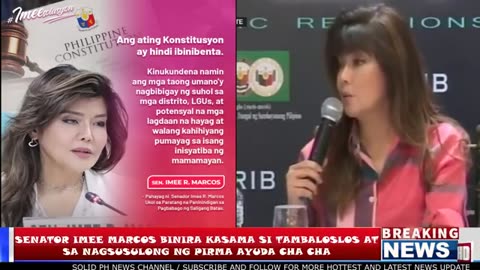 ENATOR IMEE KINAHIHIYA NA PINSAN SI TAMBALOSLOS / TINAWAG PANG AMBISYOSO SA PAGPLANO SA DUTERTE