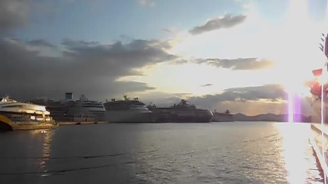 Before sunset in Piraeus Port, Athens, Greece 31st March