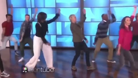 Michelle Obama dancing with Ellen Degeneres