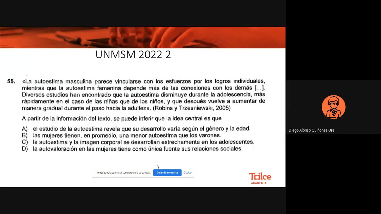 TRILCE ANUAL SM 2022 | SEMANA 24 | PSICOLOGÍA