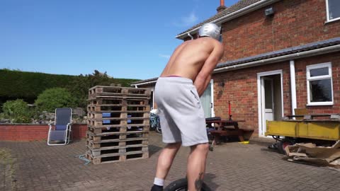 Man Succesfully Makes High Jump While Riding Unicycle