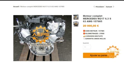 AEPSPIECES.COM - Moteur complet MERCEDES W217 6.3 S 63 AMG 157985