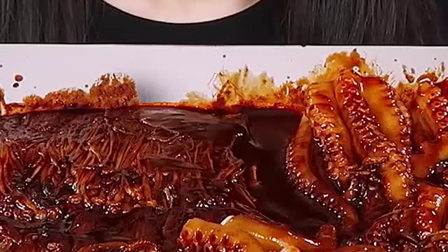 Spicy Black Bean Enoki Mushrooms, Octopus #zoeyasmr #zoeymukbang #bigbites #mukbang #asmr #food #먹방