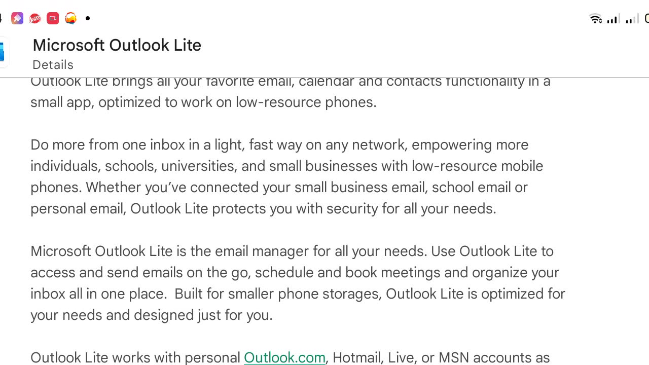 new microsoft outlook lite app features and review