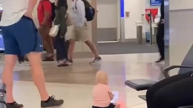 Adorable Baby started crawling in the mall