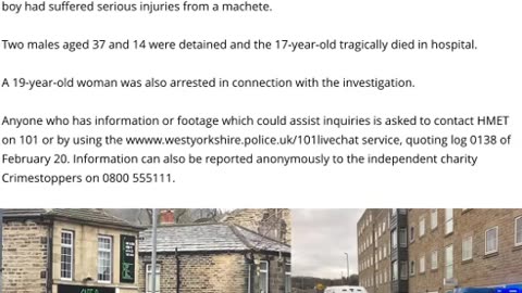 MURDER: Cops Arrest 14 Year Old Boy As 17 Year Old Dies After Horror Machete Attack In Huddersfield