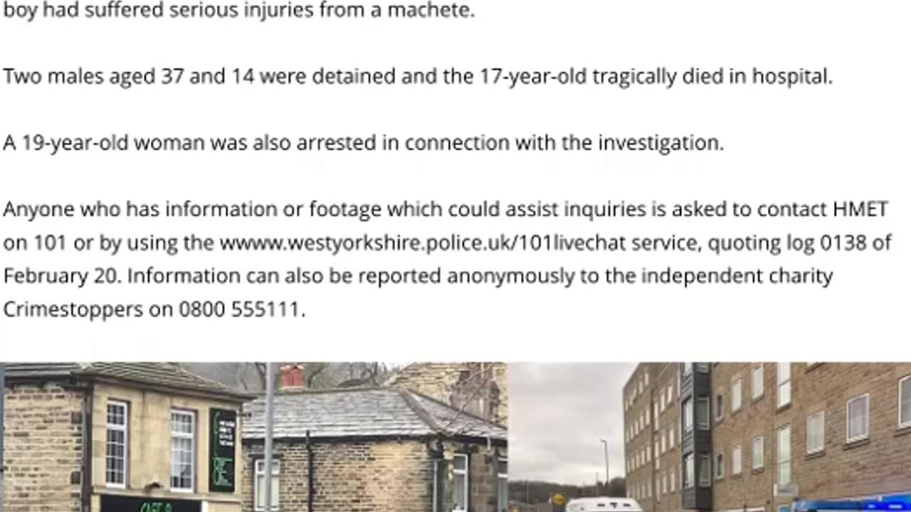 MURDER: Cops Arrest 14 Year Old Boy As 17 Year Old Dies After Horror Machete Attack In Huddersfield