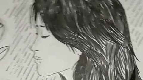 Watch me create stunning art with black ink brush - Doodling a beautiful girl