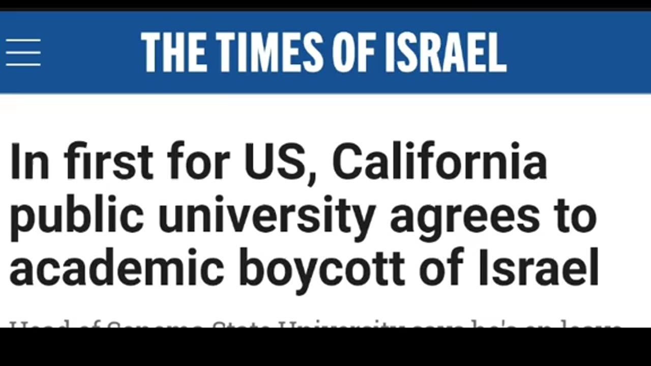 SONOMA STATE UNIVERSITY GET`S IT - AGREE TO BOYCOT ISRRAEL