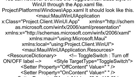 How to hide default switch quotonoffquot text in Maui