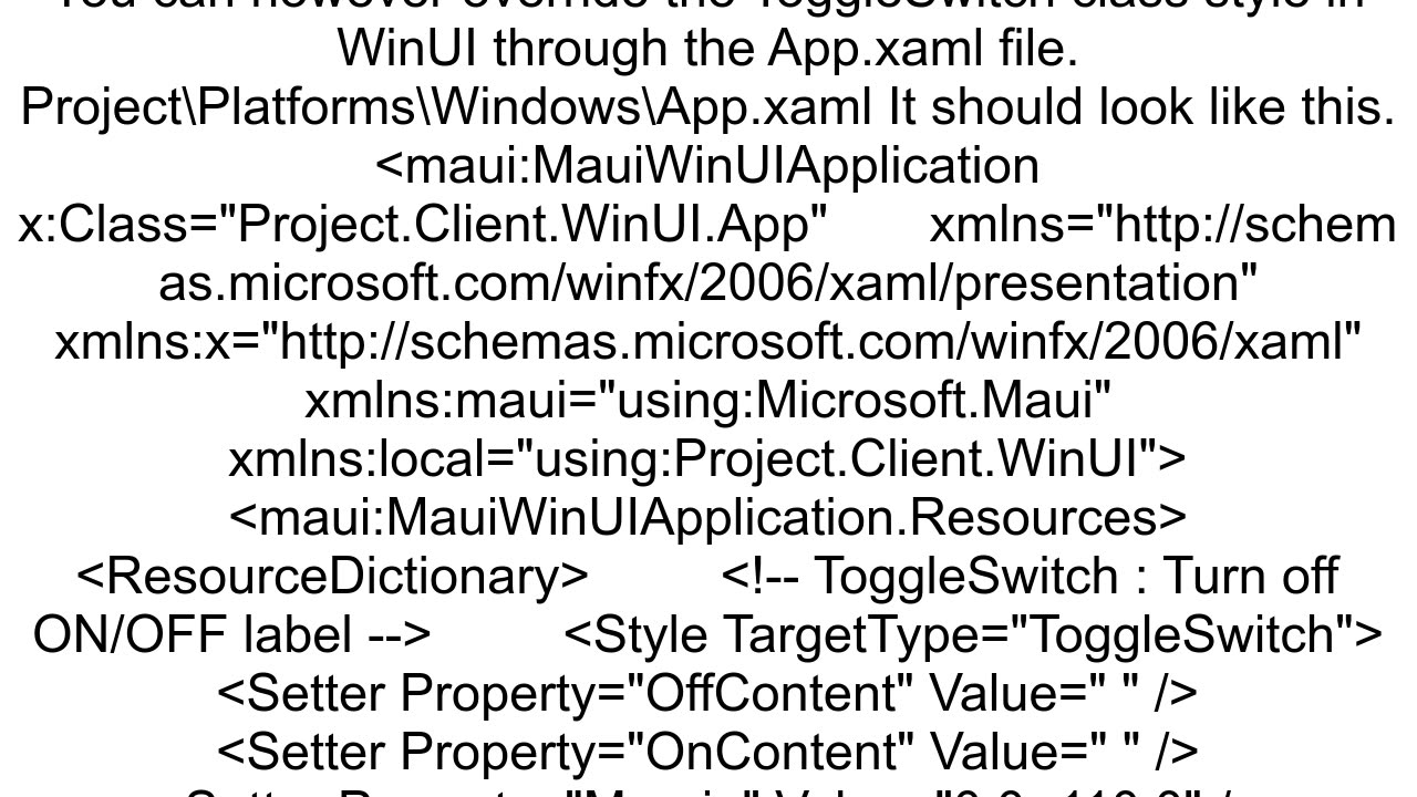 How to hide default switch quotonoffquot text in Maui