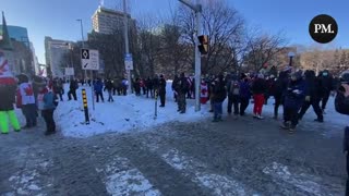 Freedom Convoy supporters chant “Love!” back at the counter-protestors