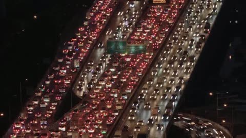 Timelapse of Congested Freeway in Bangkok