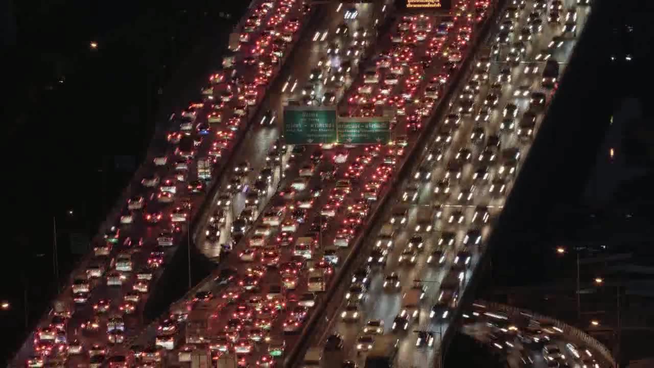 Timelapse of Congested Freeway in Bangkok