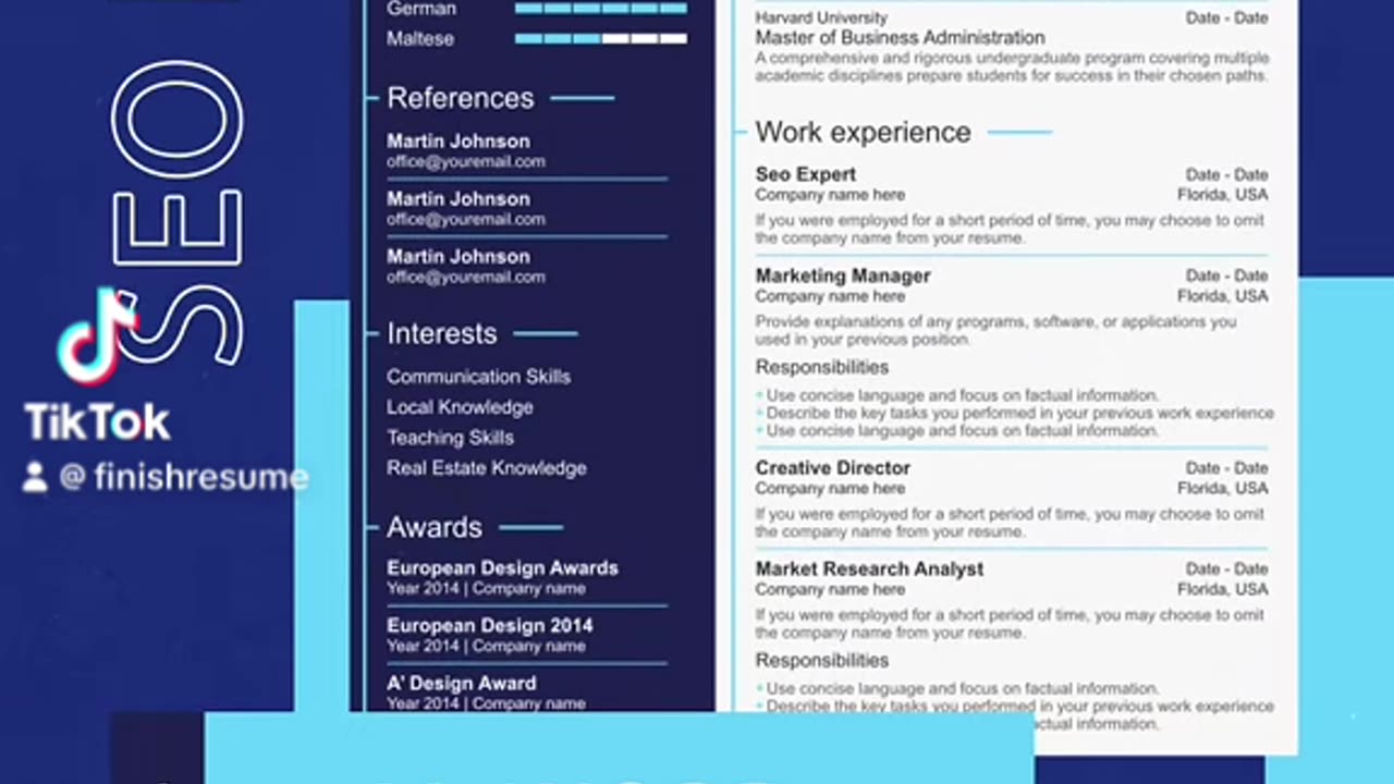 Seo expert resume template | FinishResume.com #resume #microsoftword #template