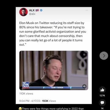 Tucker and Elon Talk About Cutting 80% of Twitter Staff.