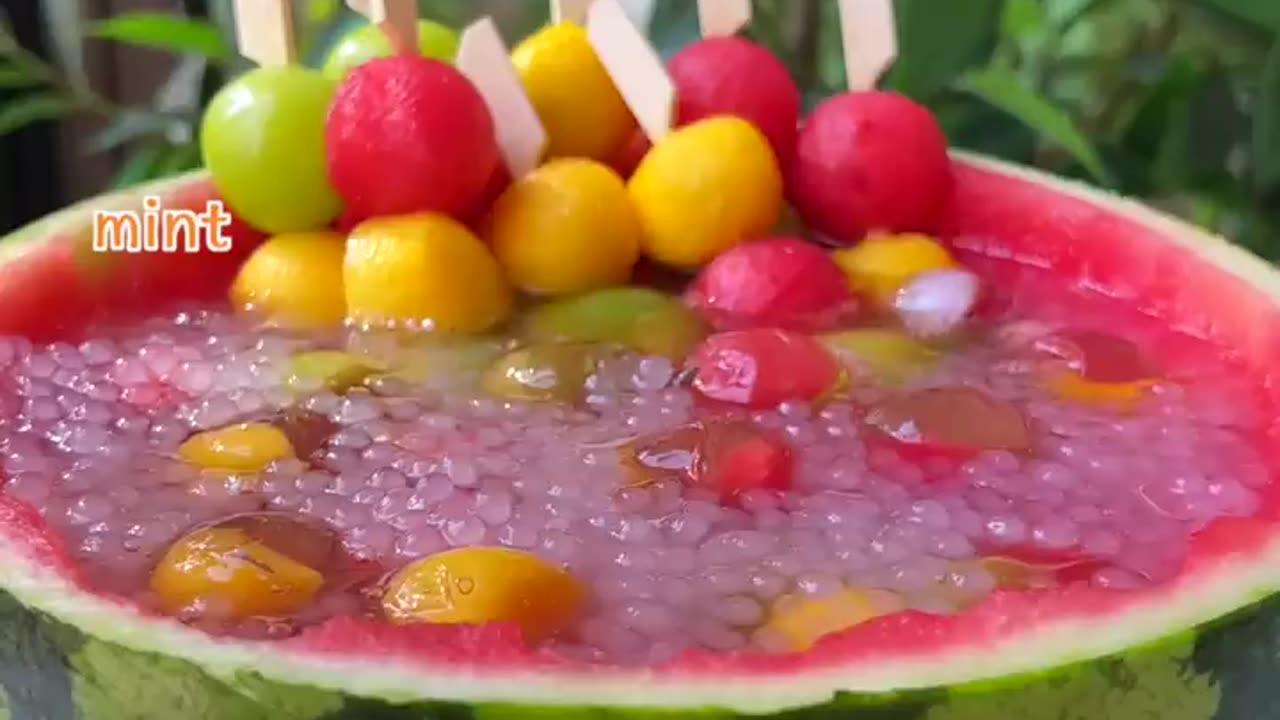 Meow~Super Huge Watermelon Sago Dessert!🍉🍡|ASMR Summer Drinks | Cat Cooking-TikTok