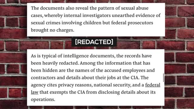 BREAKING : Declassified CIA Inspector General Reports Show a Pattern Of Child Sexual Abuse