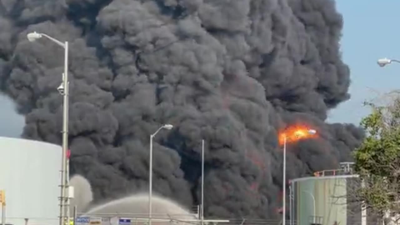 The Marathon oil refinery is on fire in Garyville, Louisiana.