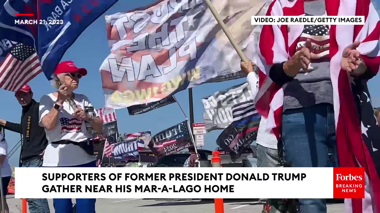 Supporters Of Former President Donald Trump Gather Near His Mar-a-Lago Home