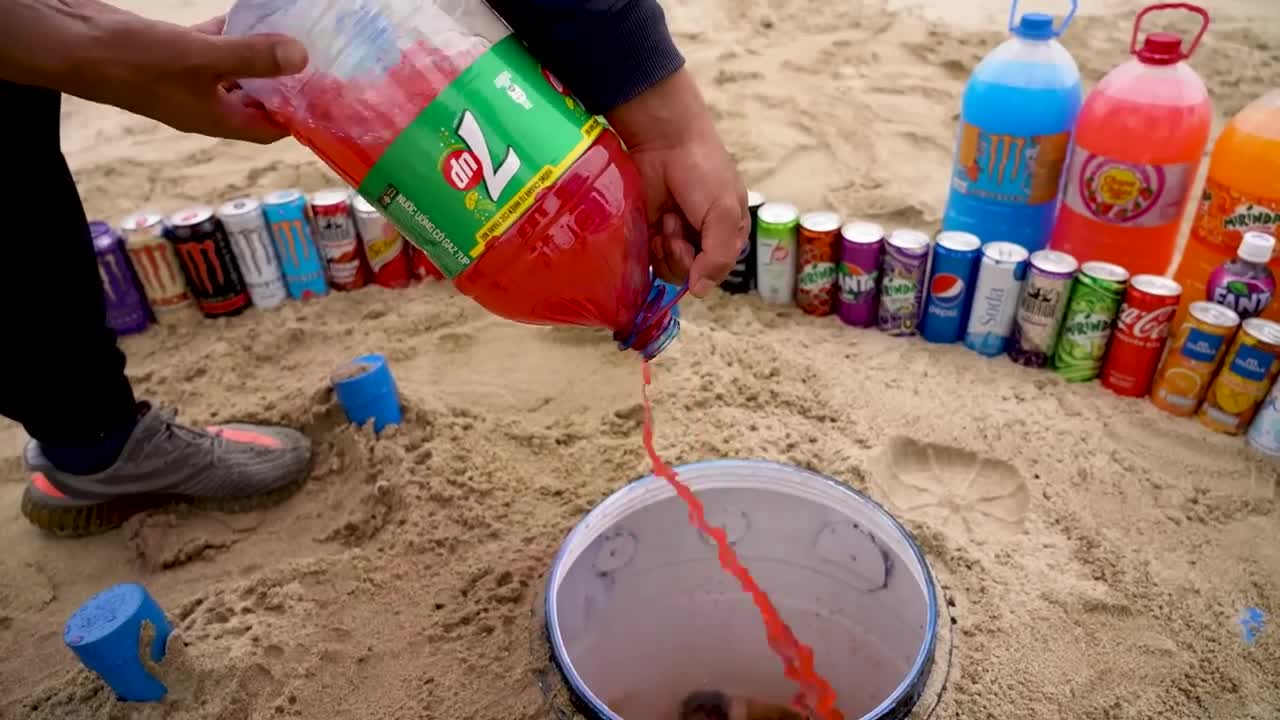 Big Underground Volcanic Eruption from Coca-Cola, Mtn Dew, Monster, Fanta, 7up, Mirinda and Mentos1