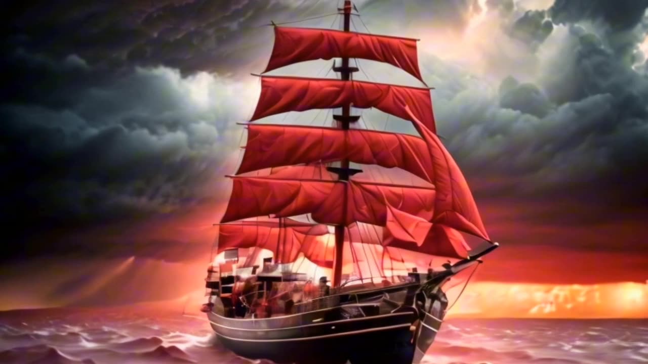 AI Generated Picture of a Huge Ship 🚢 sailing in the red ♥️ Ocean 🌊 || follow