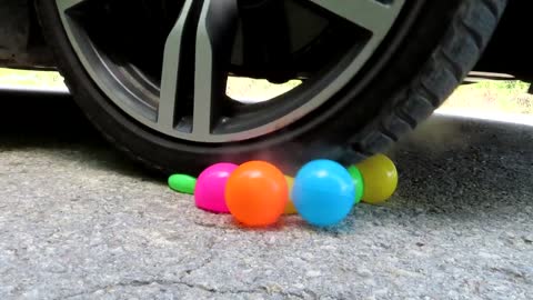 Crushing Crunchy & Soft Things by Car! EXPERIMENT CAR vs Rainbow Balls