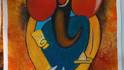 Abstract ganesha on canvas pad.