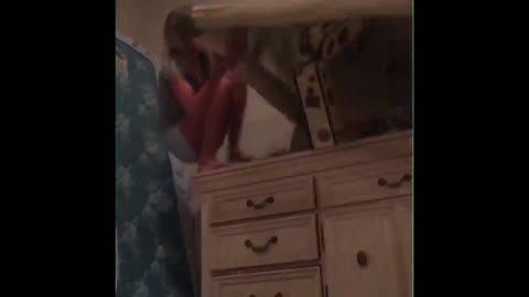 Pretty girl fell down with her mirror